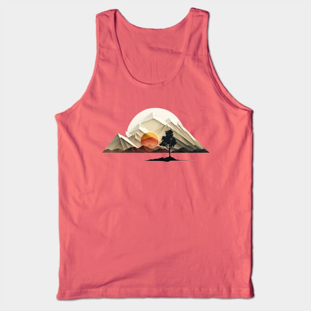 Landscape with mountains sun and tree Tank Top by KAWAIIBYHM